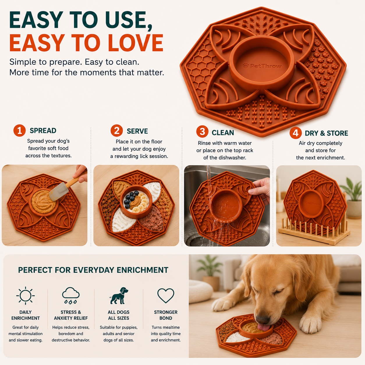PetThrow Octagon Lick Mat Bundle for Dogs – Calm, Slow Feed & Enrich