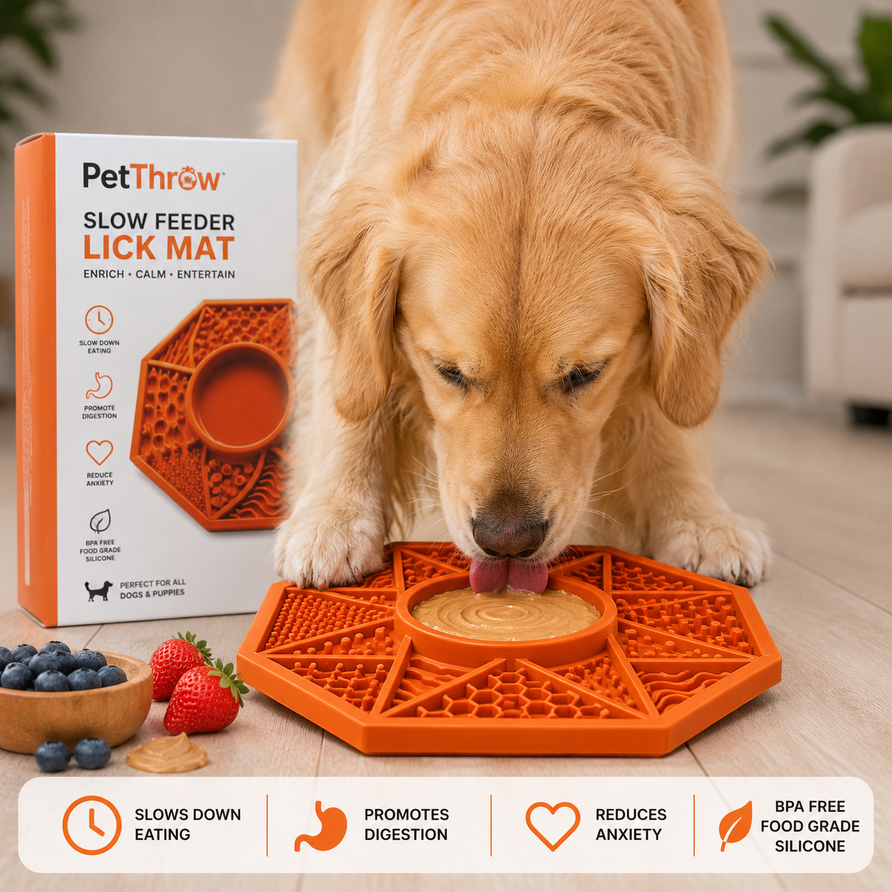 PetThrow Octagon Lick Mat Bundle for Dogs – Calm, Slow Feed & Enrich